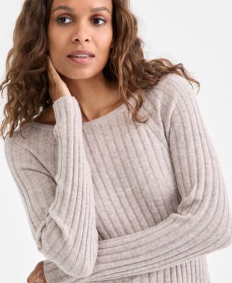 Petite Cashmere Rib-Neck Boat-Neck Sweater Dress, Macy's Exclusive