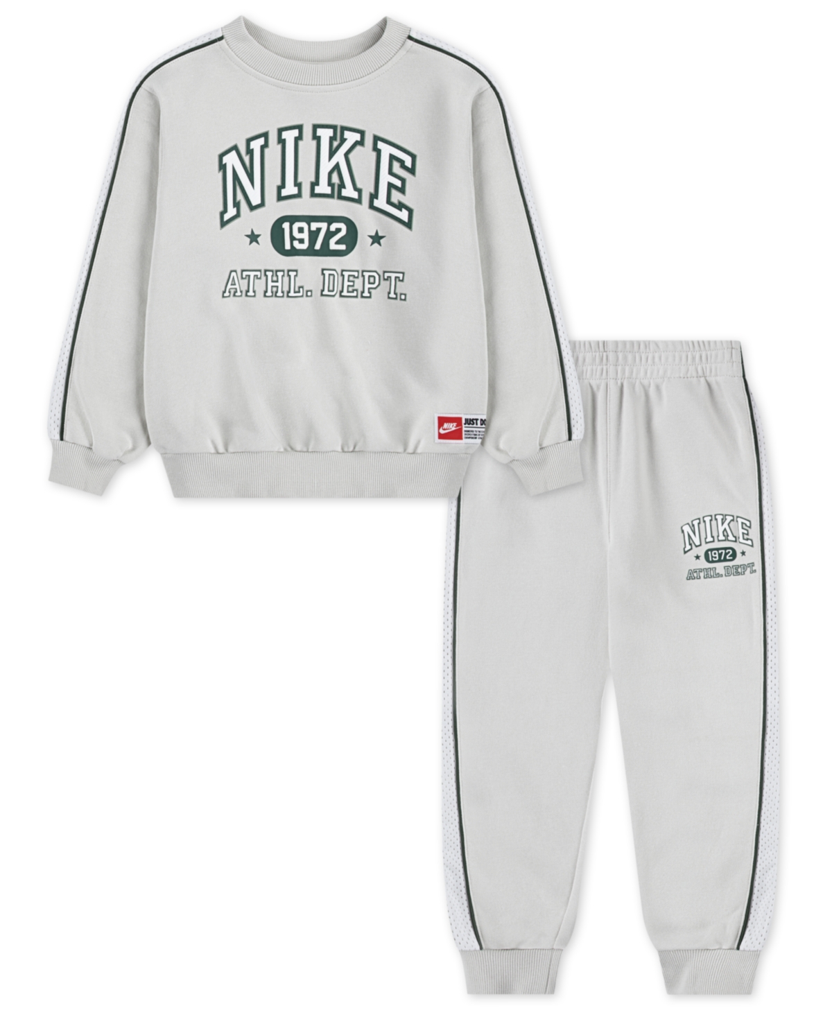 Nike Little And Toddler Boys 2-piece Sportswear P.e. French Terry Crewneck Top And Pant Set In Gray