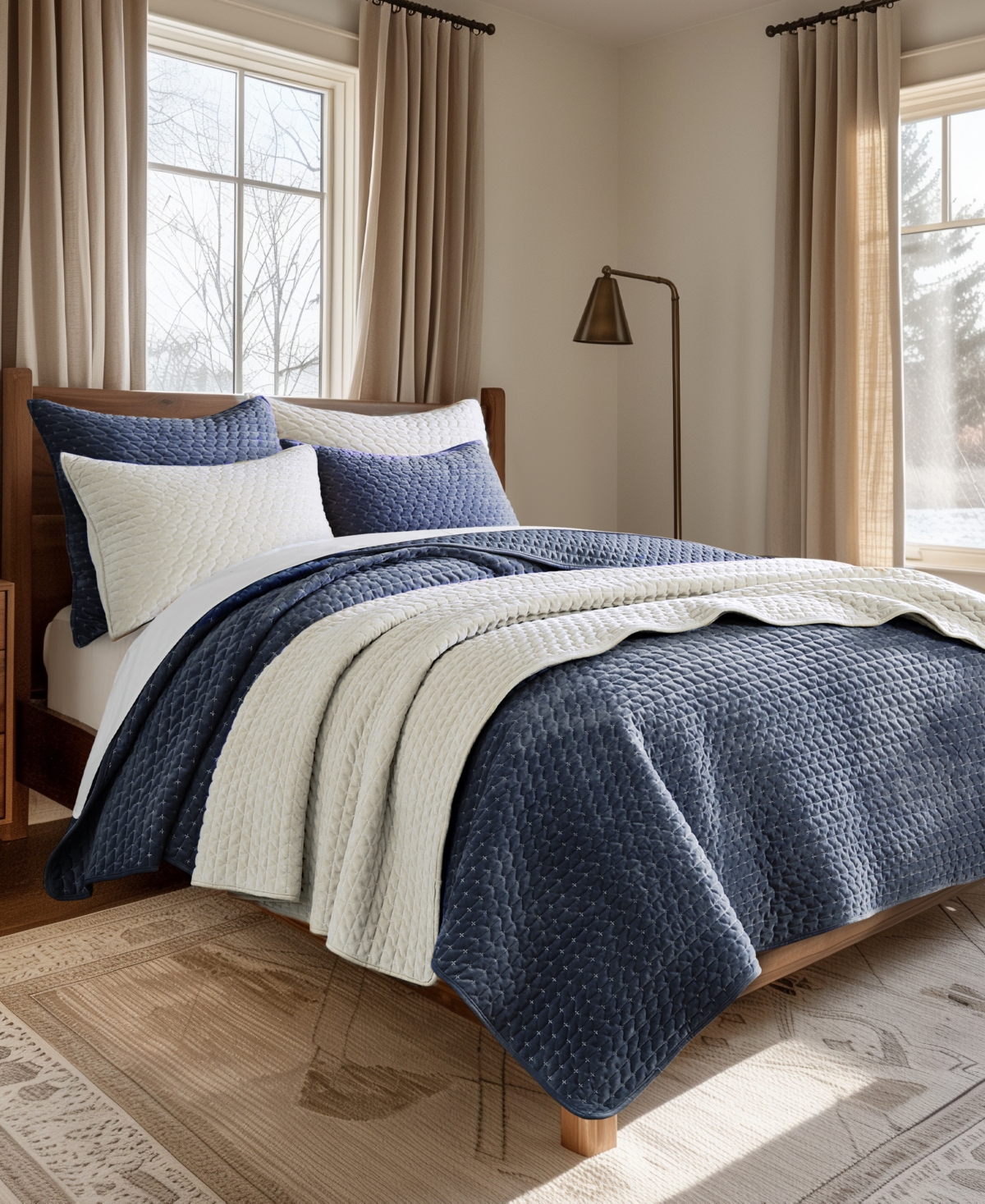 Levtex Velvet Stitch Reversible 2-pc. Quilt Set, Twin/twin Xl In Blue