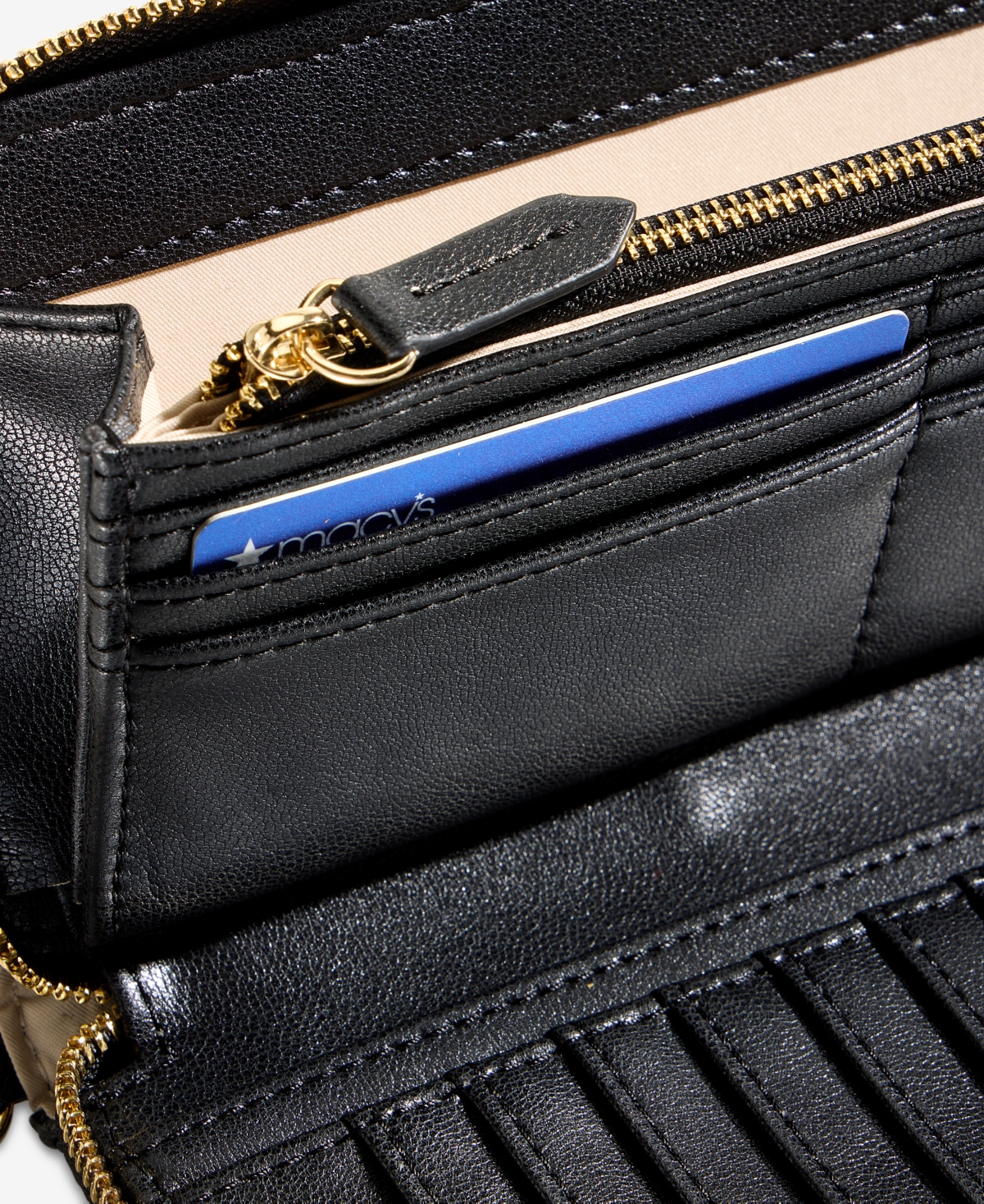 Inc International Concepts Hazel Ruched Zip-around Wallet, Macy's Exclusive In Black