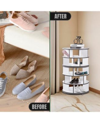 5-Tier Rotating Shoe Rack, 360° Revolving Lazy Susan Spinning Shoe Rack Tower Storage Organizer for Closet Entryway Bedroom Hallway