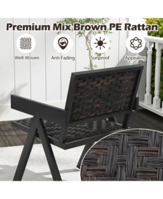 3-Piece Patio PE Wicker Bistro Set with Quick-Drying Cushions and Coffee Table for Outdoor Use