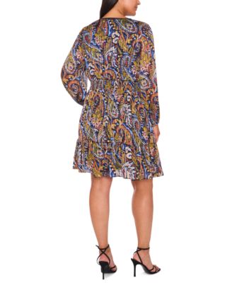 Plus Size Long Sleeve Babydoll Knee-Length Dress