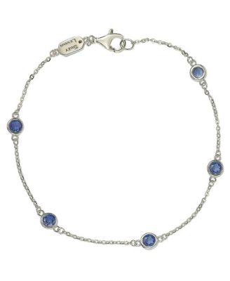 Suzy Levian Sterling Sapphire 1 cttw Station Link Bracelet