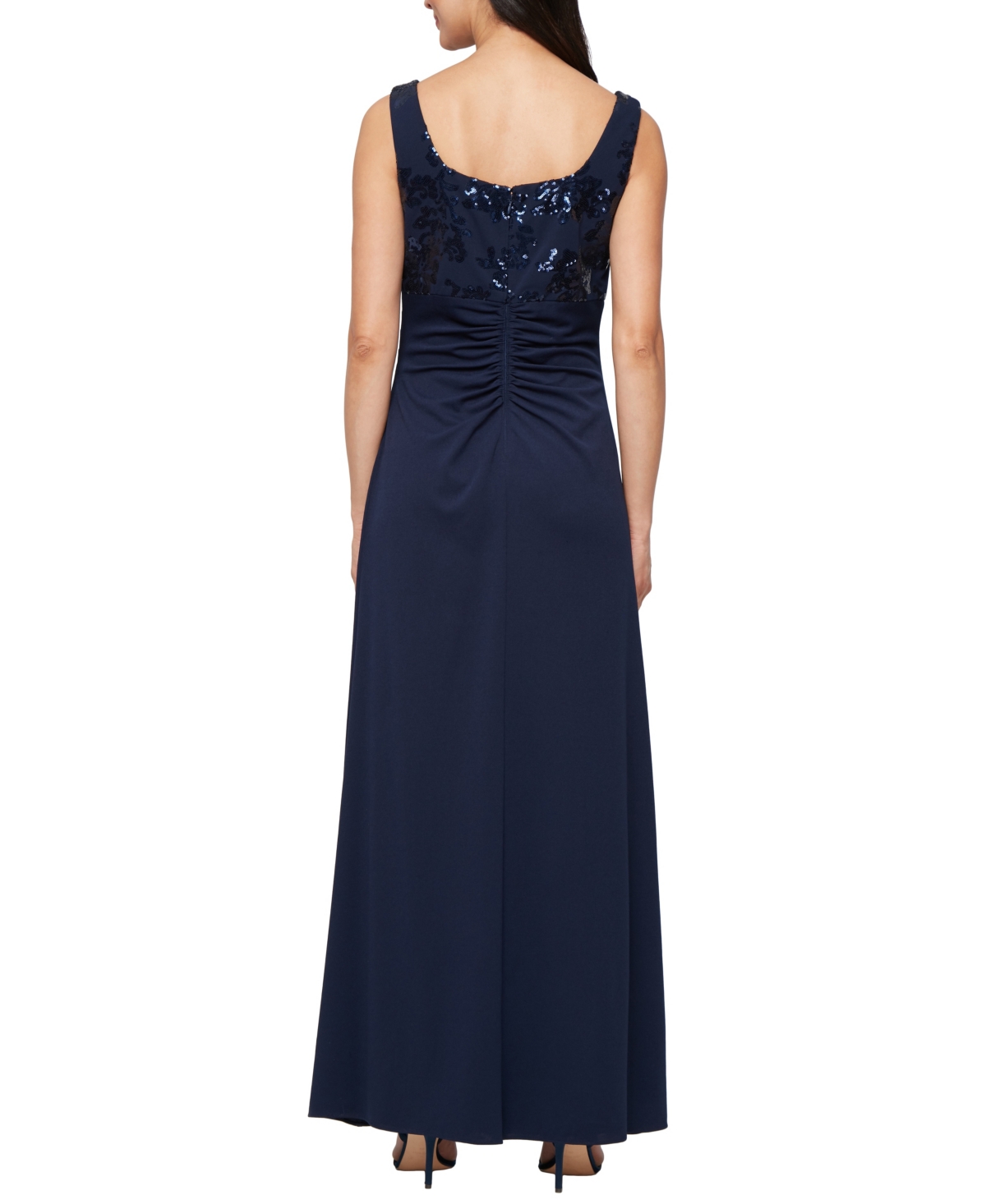 Alex Evenings Petite Long Scuba Crepe Jacket Dress In Blue