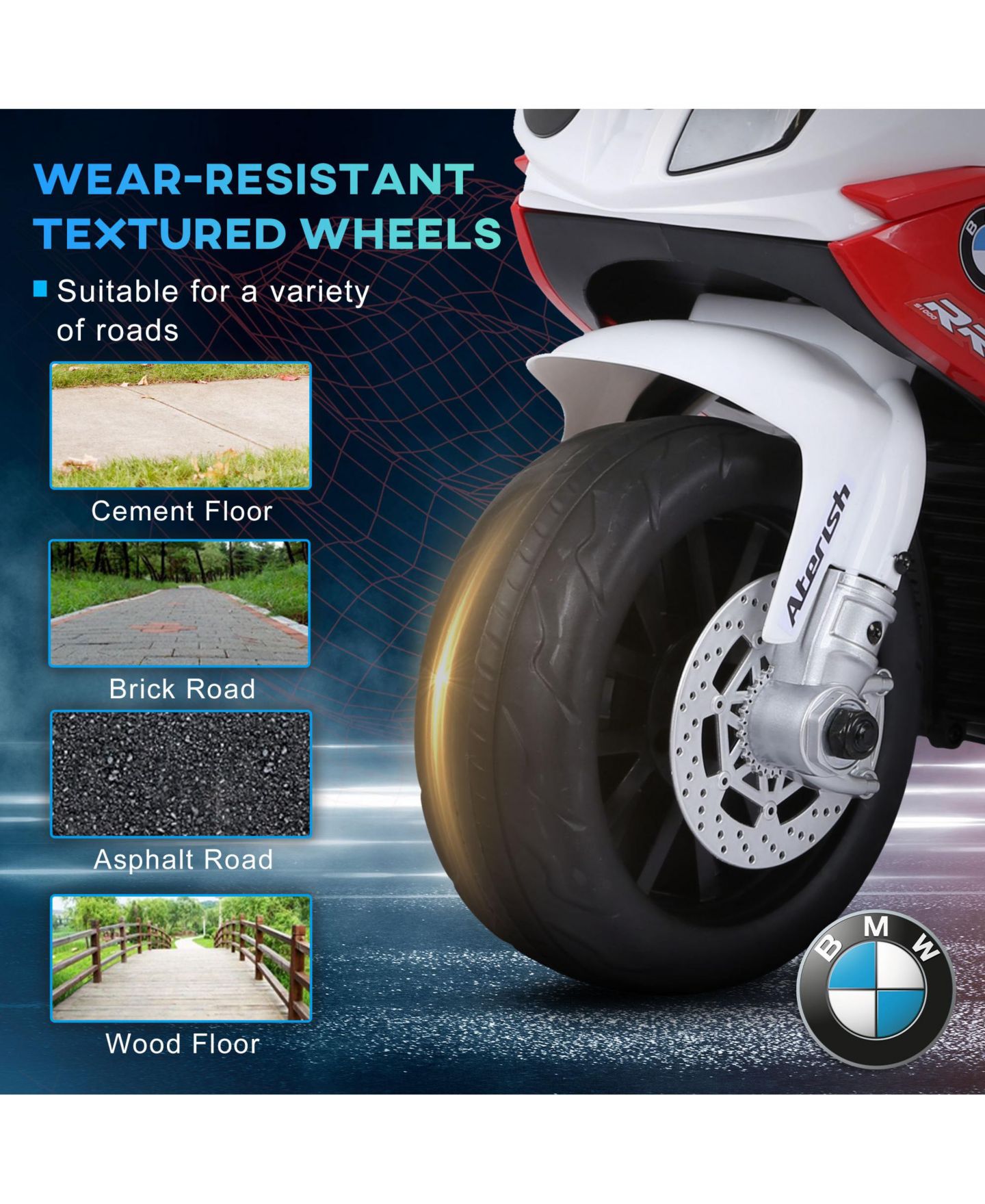 Детская игрушка Aosom 6V Licensed BMW S1000RR Ride-On Motorcycle with Headlights and Music, Ages 1+ — фото 5