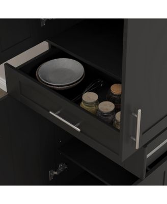 Kitchen Pantry with Doors and Drawer, Adjustable Shelves