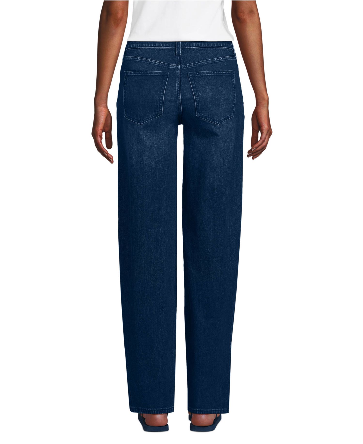 Women's Soft Denim Mid Rise Relaxed Straight Leg Jeans