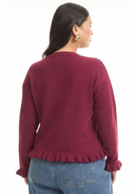 Women's June + Vie Ruffle Hem Buttoned Sweater