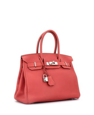 Pre-Owned Hermes Birkin 30 Handbag Red Togo with Palladium Hardware