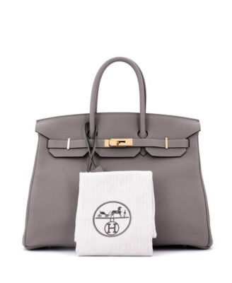 Pre-Owned Hermes Birkin 35 Handbag Grey Togo with Gold Hardware