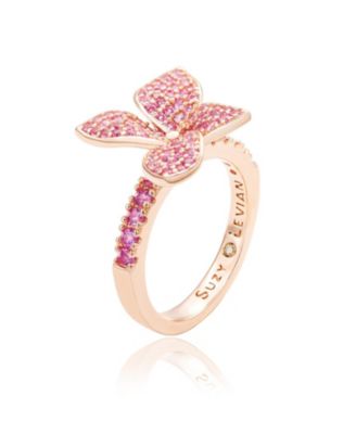 Suzy Levian Sterling Silver Sapphire Flower Ring