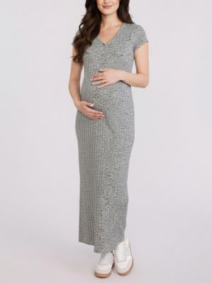 Women's Short Sleeve Henley Bodycon Maxi Dress - Motherhood Maternity