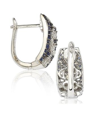 Suzy Levian Sterling Silver Sapphire Abstract Earrings
