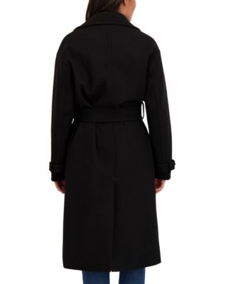 Women's Long Belted Oversized Double Breasted Faux Wool Coat