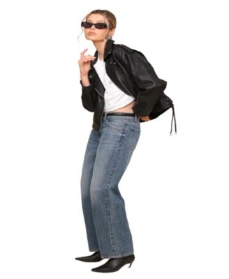 Women's Oversized Leather Moto Jacket