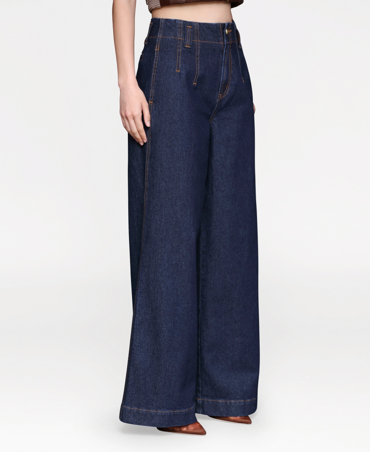 Avec Les Filles Women's Wide Leg Hollywood Waist Jeans