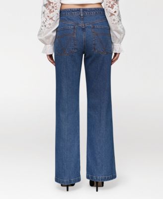 Women's Flare Leg Patch Pocket Denim Jeans