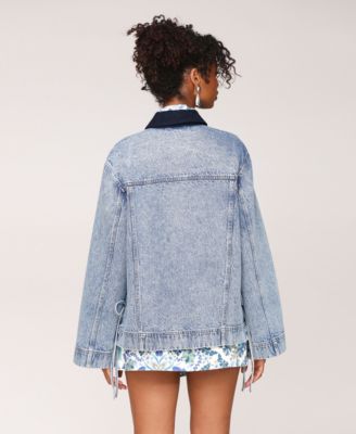 Women's Oversized Denim Patch Pocket Chore Jacket