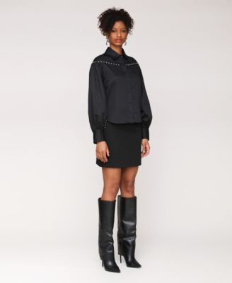 Women's Puff Sleeve Studded Shirt