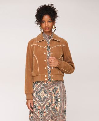 Avec Les Filles Women's Suede Combo Piping Western Jacket - Macy's