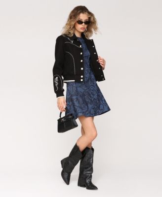 Women's Western Bomber Piping and Embroidery Jacket