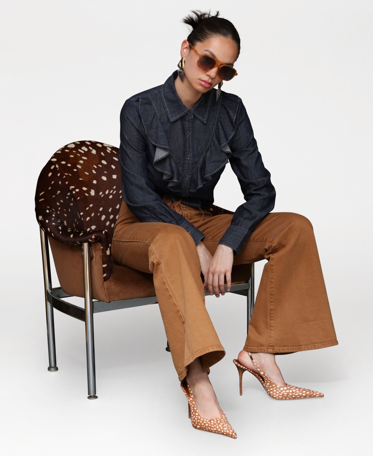 Avec Les Filles Women's Lace-Up Flare Pants