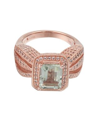 Suzy Levian Sterling Emerald Cut Center Topaz Cocktail Ring