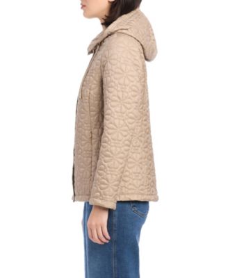 Women's Short Spade Flower Quilted Jacket W/ Hood