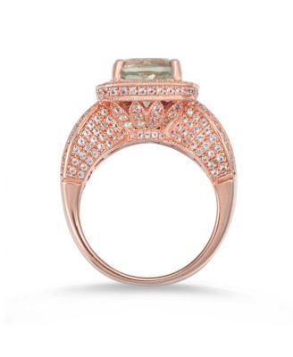 Suzy Levian Sterling Silver Cushion Cut Center Topaz Cocktail Ring