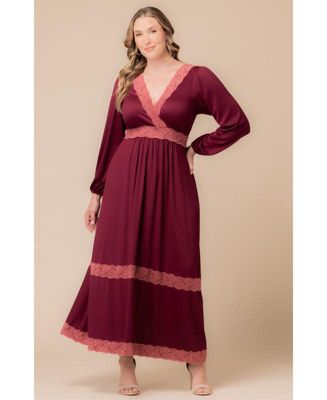 Women's Plus Size Lara Lace Trim Long Dress