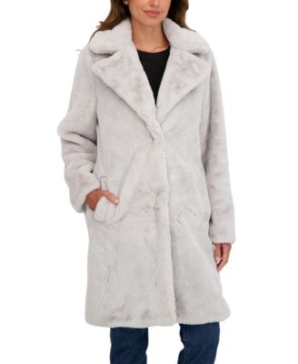 Women's Faux Fur Notch Collar 3/4 Coat
