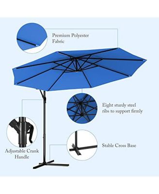 10 Feet Offset Hanging Umbrella with Base and Infinite Tilt