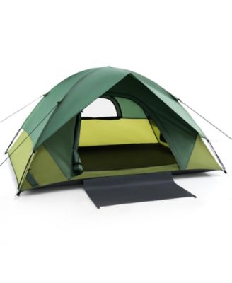 2-Person Camping Tent with Removable Rain Fly and Double-Layer Door - Green
