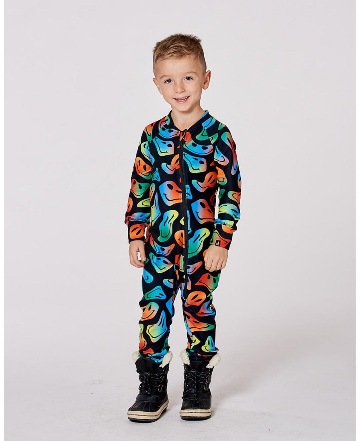 Deux par Baby Boys One-Piece Thermal Underwear Smiley Face