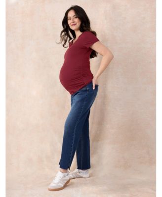 Women's Under the Belly Wide Leg Crop Jeans - Motherhood Maternity