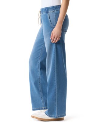 Women's Knit Drawstring Straight Denim Jeans