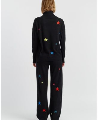 Women's Wool Cashmere Star Wide-Leg Track Pants