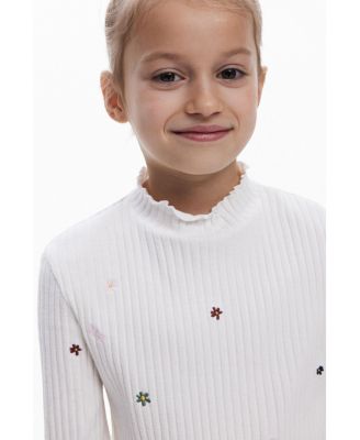 Girls Girls's Ribbed T-shirt with embroidery