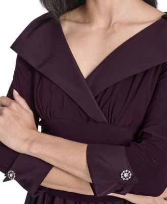 Women's Mixed-Media Fit & Flare Midi Dress