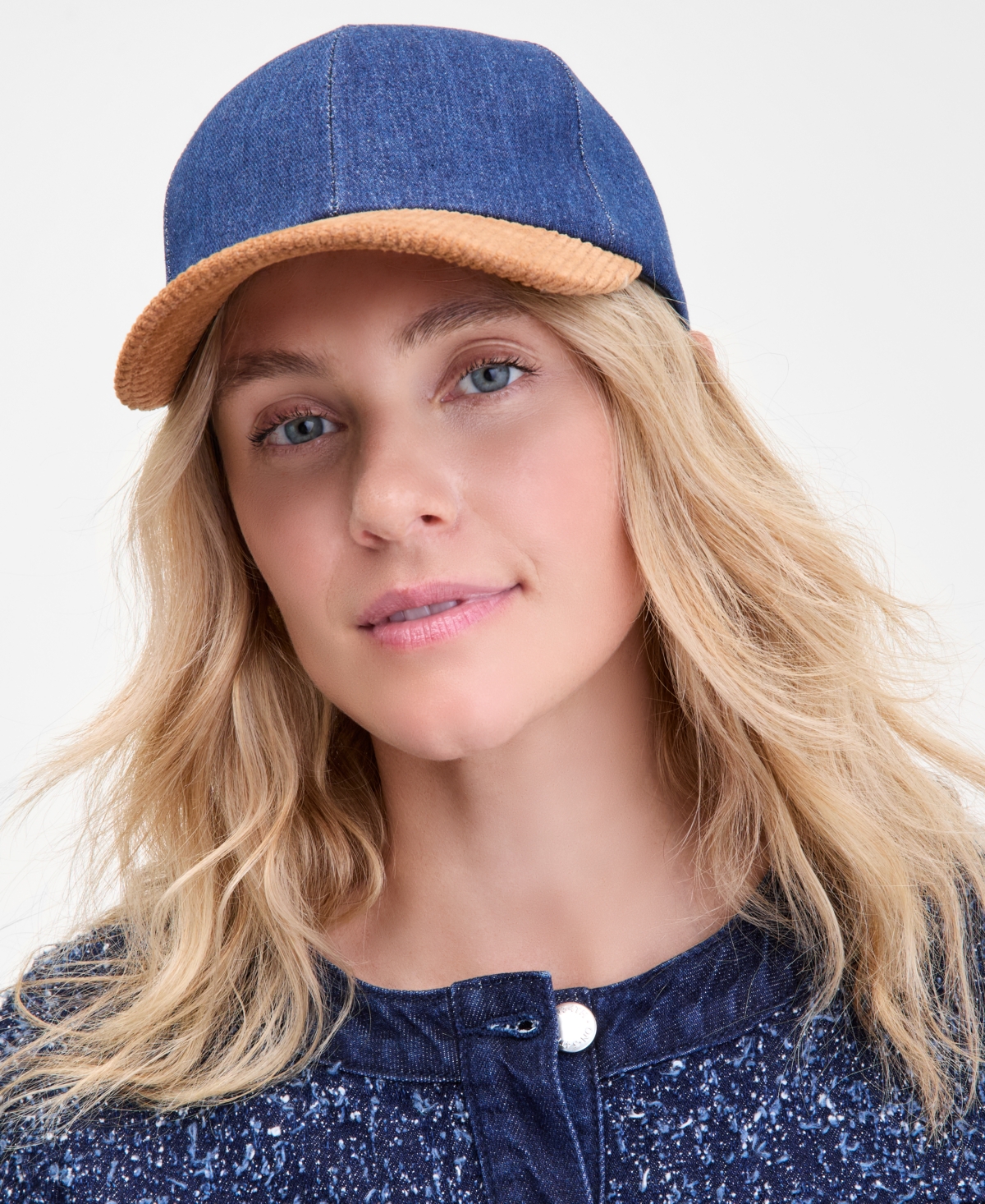 On 34th Denim & Corduroy Baseball Cap, Macy's Exclusive In Blue