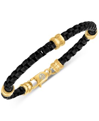 Esquire Men's Jewelry - Box Link Chain Bracelet in Black & Gold-Tone Ion Plated Stainless Steel