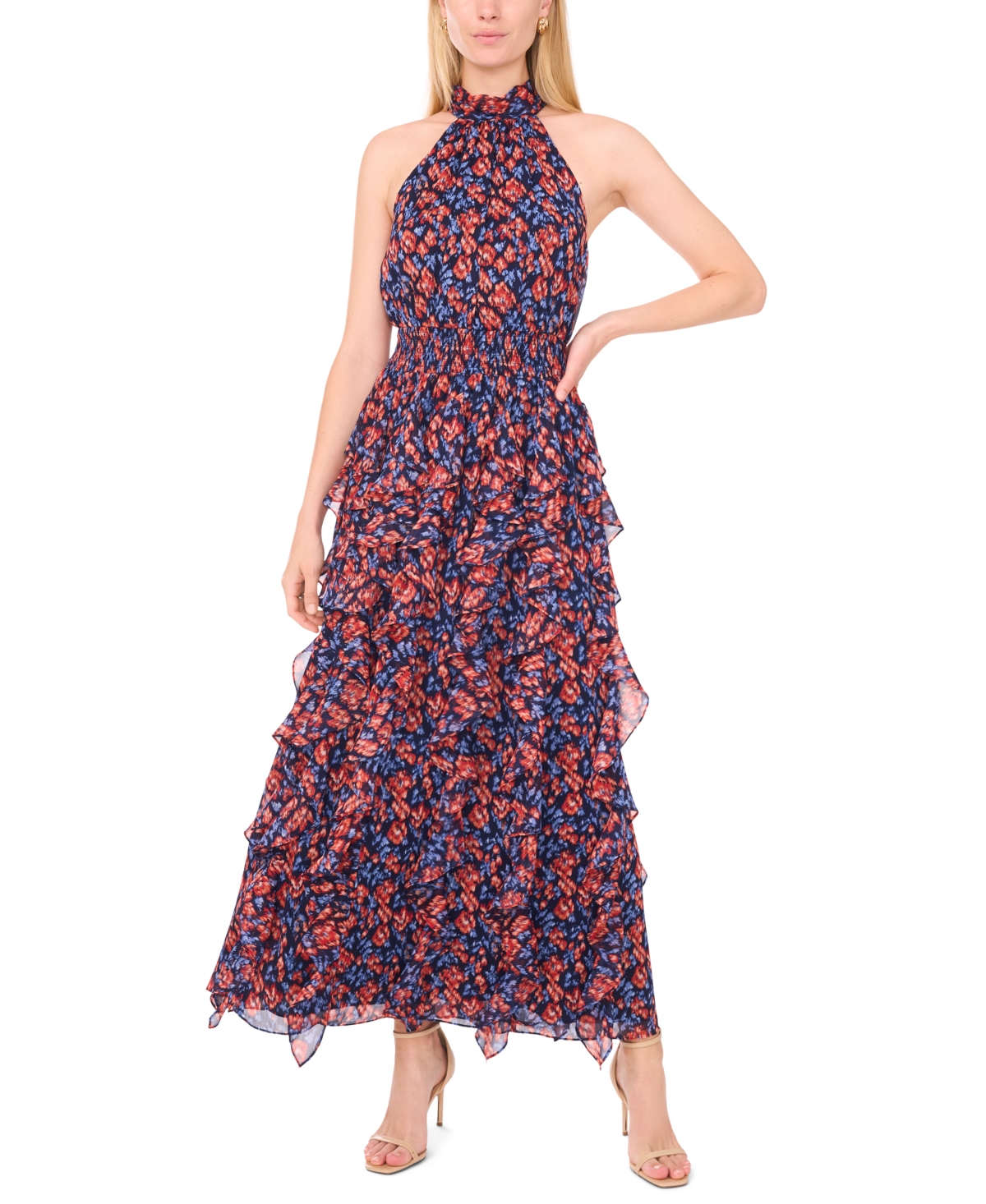 1.state Floral Cascading Flounce Maxi Dress In Multi