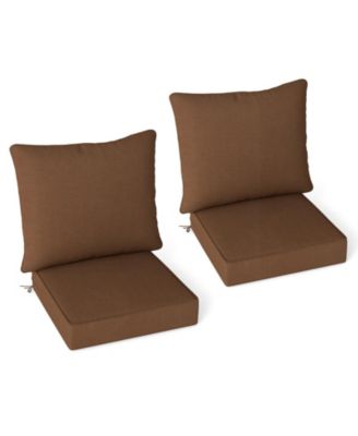 2PCS Deep Seat Chair Cushion Pads Set Indoor/Outdoor with Rope Belts