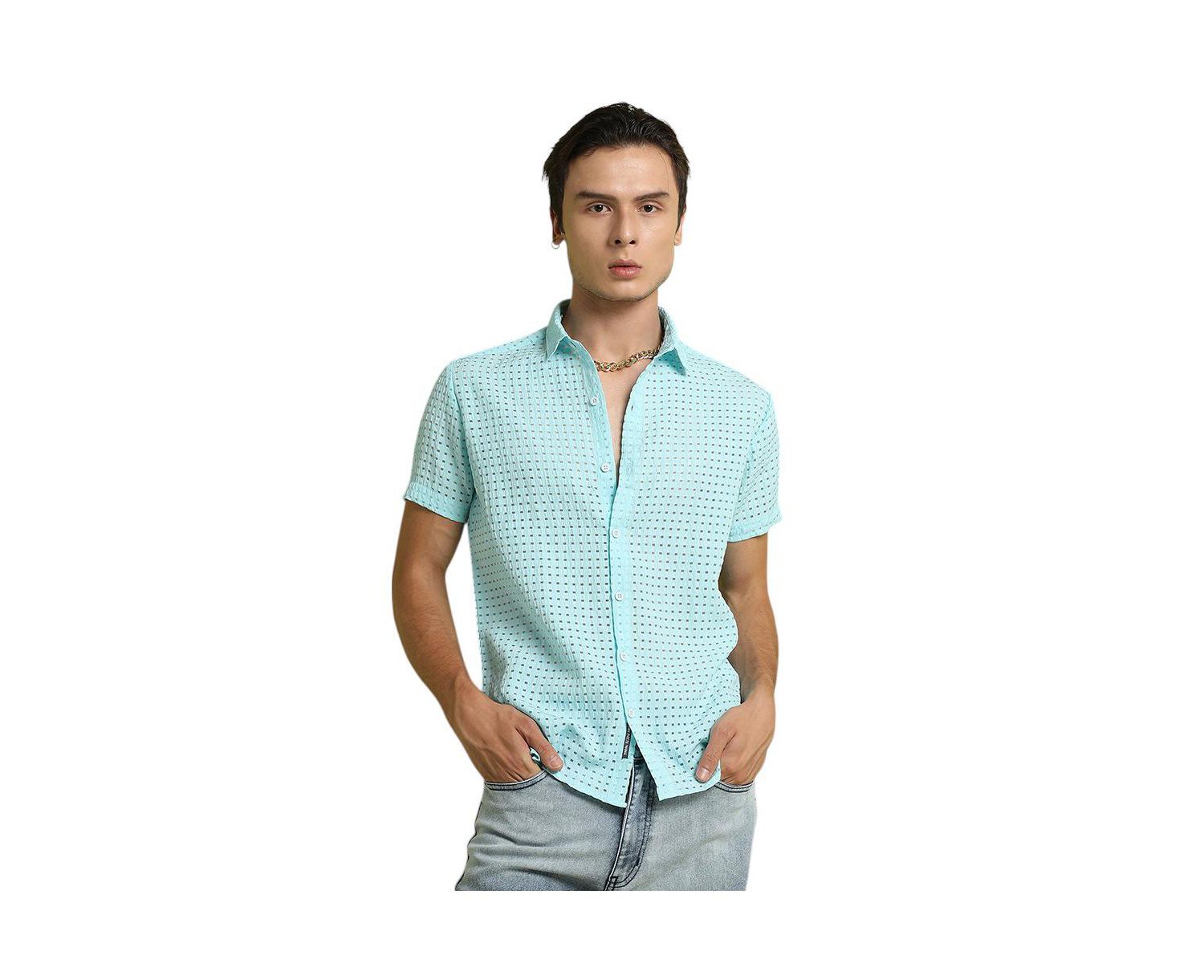 Men's See-Through Square Shirt