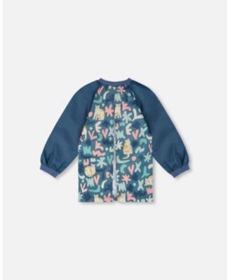 Girl School Apron Green Cat Print - Toddler|Child