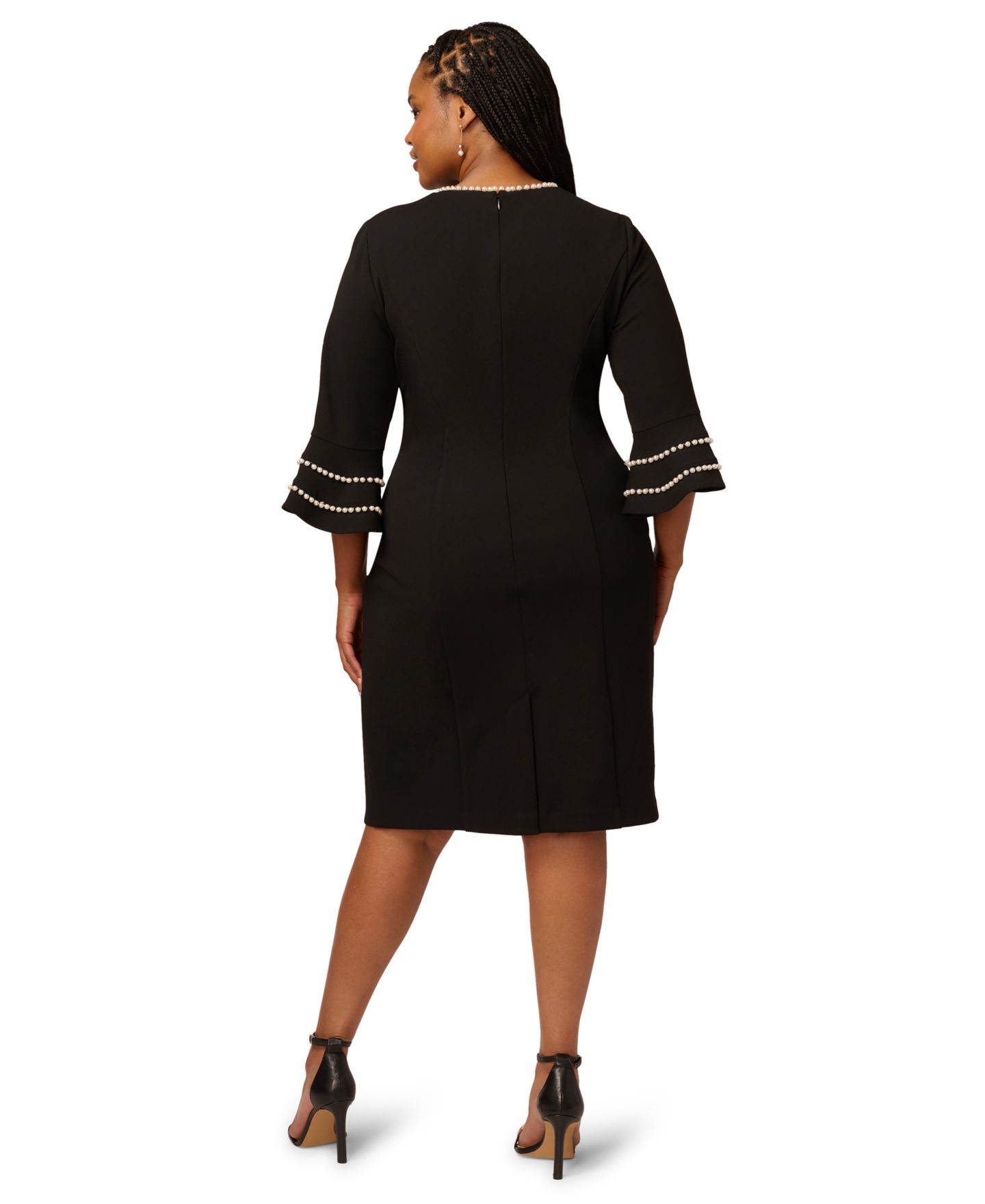 Женское платье Adrianna Papell Plus Size 3/4-Sleeve Sheath, цвет: Чёрный / Слоновая кость — фото 3