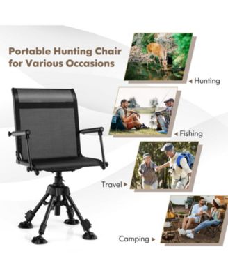 Folding Swivel Patio Chair with 4 Adjustable Legs