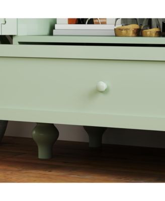 Storage Cabinet with Double Glass Doors and Drawer