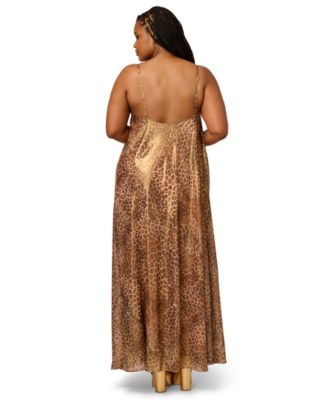 Women's Plus Size Printed Chiffon Long Dress